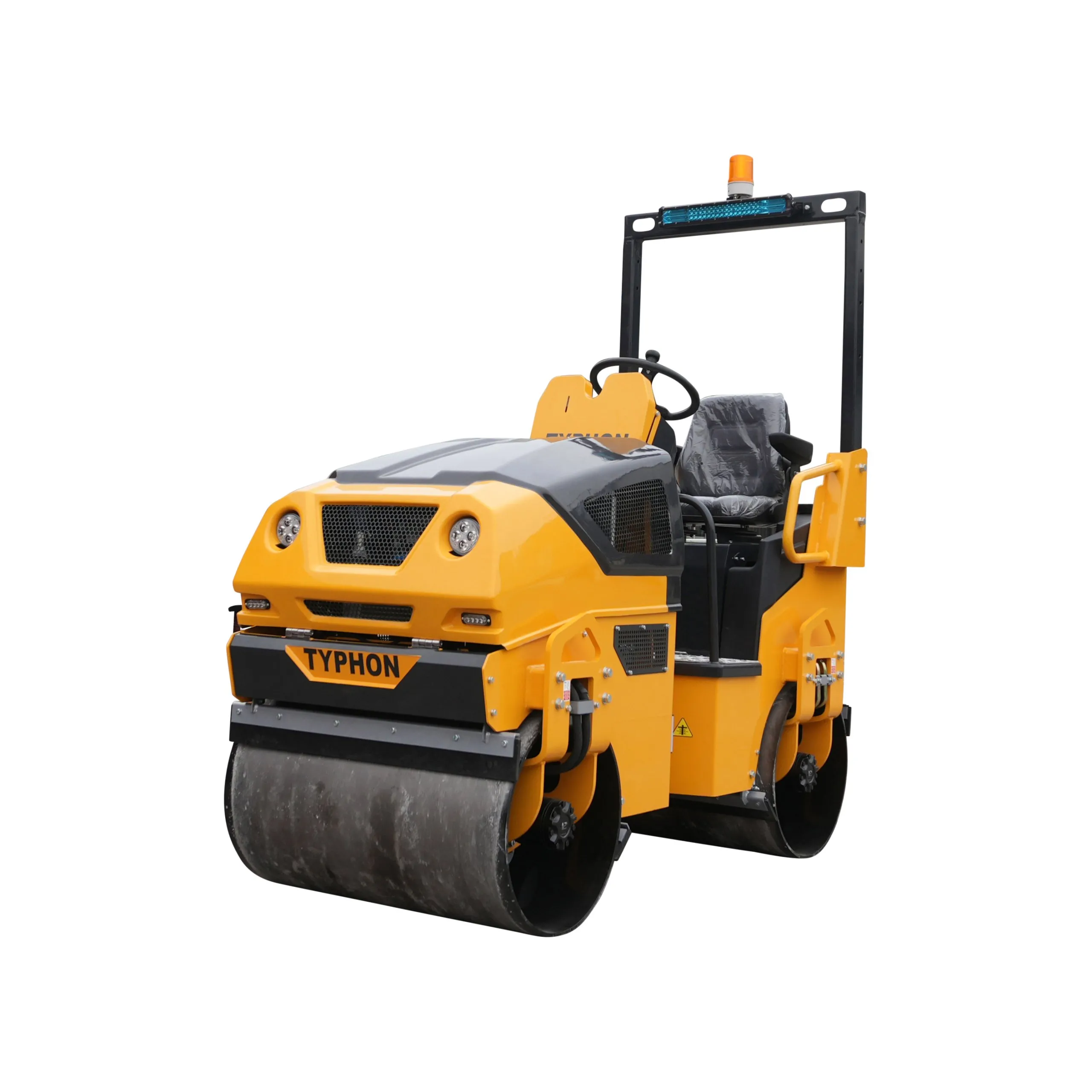 Road roller working on driveway construction