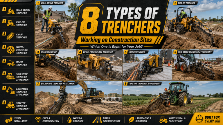 8 Types of Trenchers Working on Construction Sites