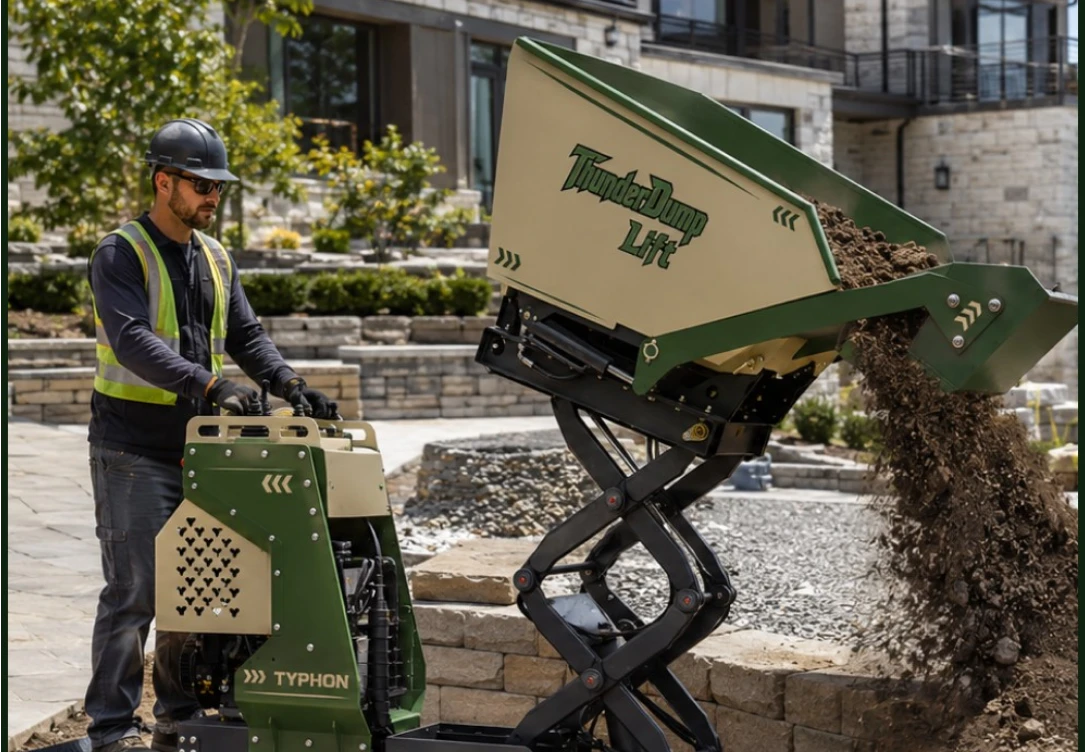 Dumper transporting heavy material on active jobsite