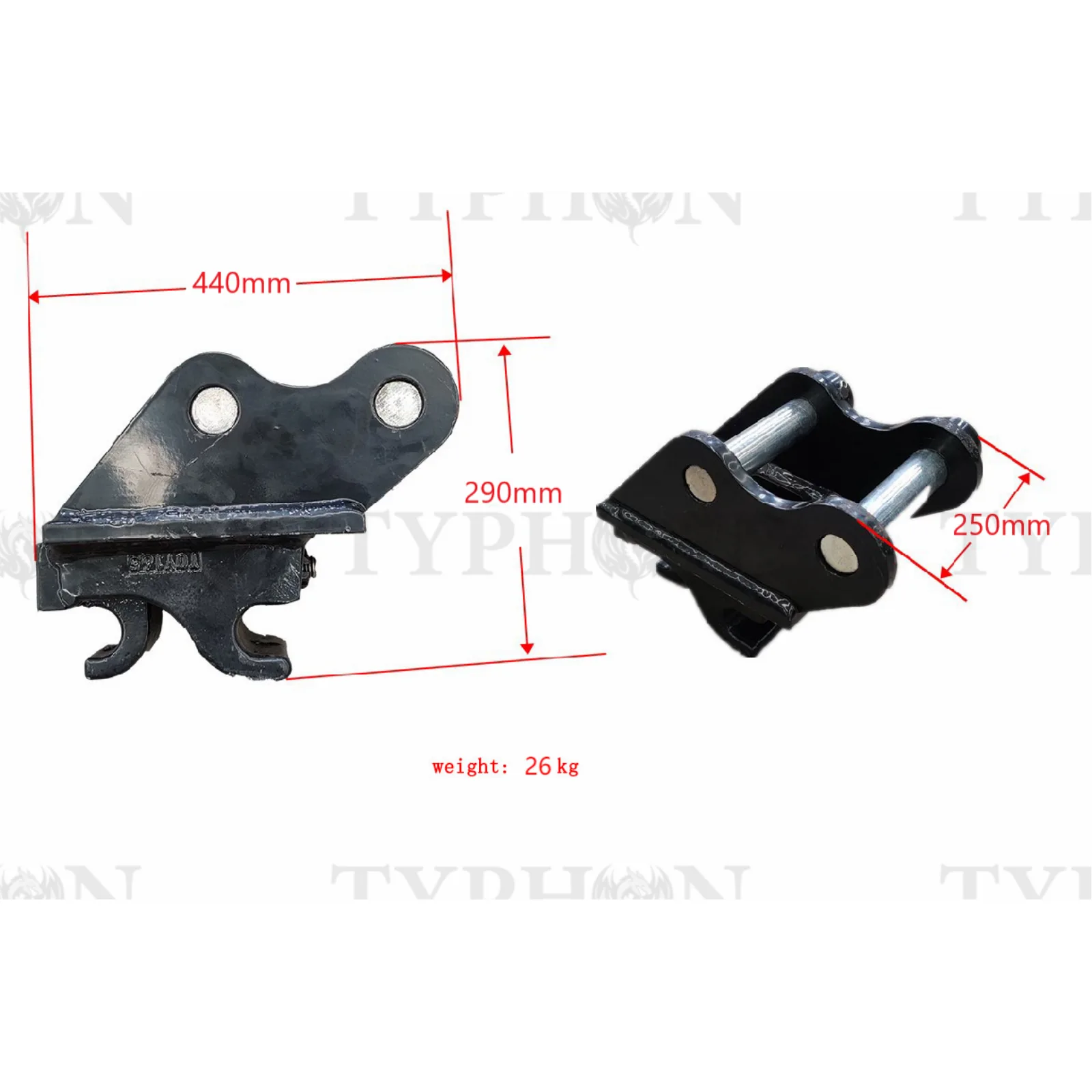 TYPHON 2.5 Ton Mini Excavator Attachment Mechanical Quick Hitch Quick Coupler For TERROR X2 PRO – image 2