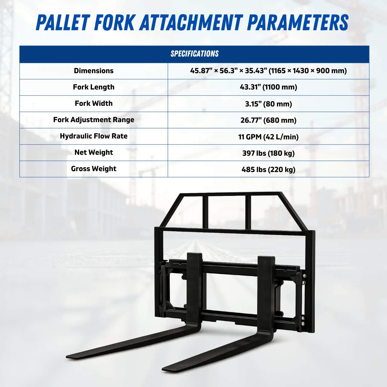 TYPHON Skoop Hydraulic Pallet Fork Attachment for Wheel Loader 43 Inch 11.1 GPM – image 2