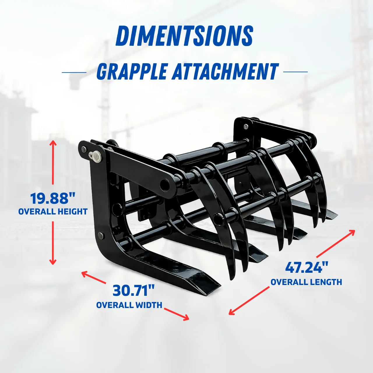 TYPHON Skoop Heavy-Duty Wheel Loader Log Grapple 295 lbs Robust Log & Brush Handler with 6+4 Tine Grip – image 3