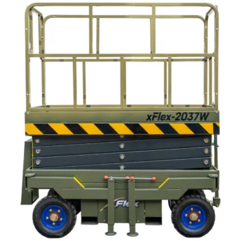 TYPHON xFlex-2037W Walk-Behind Scissor Lift comes with 20ft Working Height and Manual outriggers 1102 lbs load capacity 110V Electric